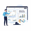 Man presenting data analytics dashboard on screen Royalty Free Stock Photo