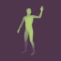 Man presenting something. 3D Human Body Model. Design Element. Man Stands on his Feet. Vector Illustration