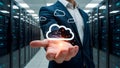 Cloud computing in the palm of your hand, representing data management and modern technology solutions Royalty Free Stock Photo