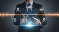 AI digital cognition interface with data flows and visual graphs, modern technology Royalty Free Stock Photo