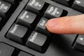 Man pressing button on computer keyboard, closeup Royalty Free Stock Photo