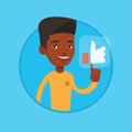 Man pressing like button vector illustration. Royalty Free Stock Photo