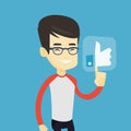 Man pressing like button vector illustration. Royalty Free Stock Photo