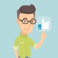 Man pressing like button vector illustration. Royalty Free Stock Photo