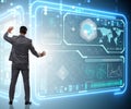 Man pressing virtual button in data mining concept Royalty Free Stock Photo