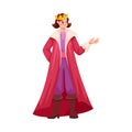 Man Prince Character in Golden Crown and Mantle as Good Fairytale Character Vector Illustration