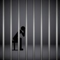 Man in a prison behind jail bars pictogram