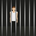 Man in a prison behind jail bars