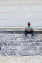 Urban man on stairs Royalty Free Stock Photo