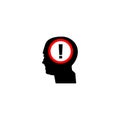 Man profile and exclamation mark in a red circle. eps ten Royalty Free Stock Photo