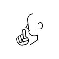 Man profile hush pose finger on lips line icon Royalty Free Stock Photo