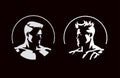 Man profile icons. Strong face silhouette emblem for barbershops, grooming, hairdresser logos. Modern design, versatile