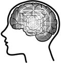 Man profile with visible brain and grey maze