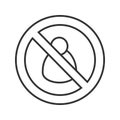 Man in prohibition circle linear icon