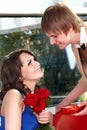 Man propose marriage to girl. Royalty Free Stock Photo
