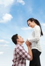 Man proposing to girlfriend Royalty Free Stock Photo