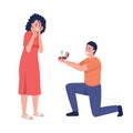 Man proposing to his beloved woman semi flat color vector characters