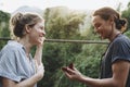 Man proposing to his happy girlfriend outdoors love and marriage concept Royalty Free Stock Photo