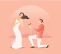 man proposing to the woman, proposal of marriage. vector illustration Royalty Free Stock Photo