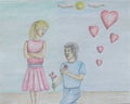 Man proposing on Valentine`s Day