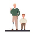 Man with prosthesis leg and short men perfectly imperfect characters