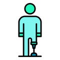 Man with prosthetic leg icon color outline vector Royalty Free Stock Photo