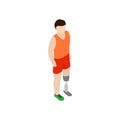 Man with prosthetic leg icon, isometric 3d style