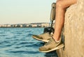 Man with prosthetic leg. Royalty Free Stock Photo