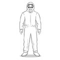 Man in protective hazard suit coloring book vector