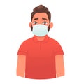 Man in a protective medical mask. Protection against viruses and bacteria. Vector illustration