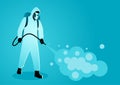 Man in protective suit spraying disinfectant to cleaning and disinfect virus Royalty Free Stock Photo