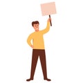 Man protesters. Vector illustration. Hand holding board. Royalty Free Stock Photo
