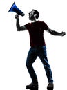 Man protestor angry with megaphone silhouette Royalty Free Stock Photo