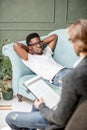 Man during a psychological session with psychologist Royalty Free Stock Photo