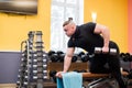 Man pull up barbell fitness training Royalty Free Stock Photo