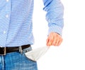 Man pulling out empty pockets Royalty Free Stock Photo