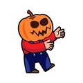 Man with pumpkin head . Halloween cartoon characters . Vector Royalty Free Stock Photo