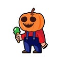 Man with pumpkin head . Halloween cartoon characters . Vector Royalty Free Stock Photo