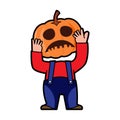 Man with pumpkin head . Halloween cartoon characters . Vector Royalty Free Stock Photo