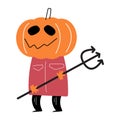 Man with pumpkin head . Halloween cartoon characters . Vector Royalty Free Stock Photo