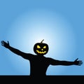 Man with pumpkin head vector silhouette Royalty Free Stock Photo