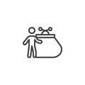 Man and purse line icon