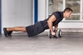 Man push up on barbell Royalty Free Stock Photo