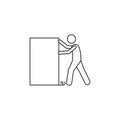 the man pushes the box icon. Element of man carries a box illustration. Premium quality graphic design icon. Signs and symbols col Royalty Free Stock Photo