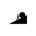 a man pushes a stone icon. Element of overcome challenge illustration. Premium quality graphic design icon. Signs and symbols coll