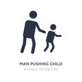 man pushing child icon on white background. Simple element illustration from People concept