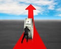 Man pushing money circle on red arrow Royalty Free Stock Photo