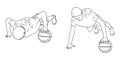 Man pushing up from the ball outline illustration