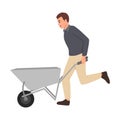 Man pushing wheelbarrow