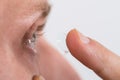 Man Putting Contact Lens In Eye Royalty Free Stock Photo